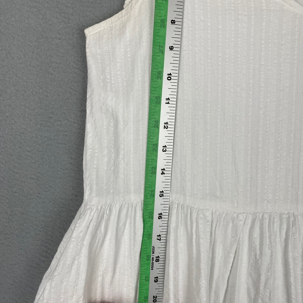 Listicle Dobby Stripe Ruffle Sleeve Babydoll Mini Dress Womens Small White - Picture 8 of 10